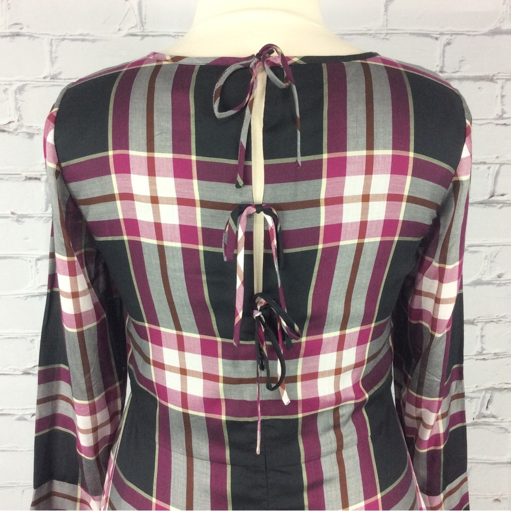 Loft Plaid Tie Back Dress, Size 12 - Picture 11 of 14